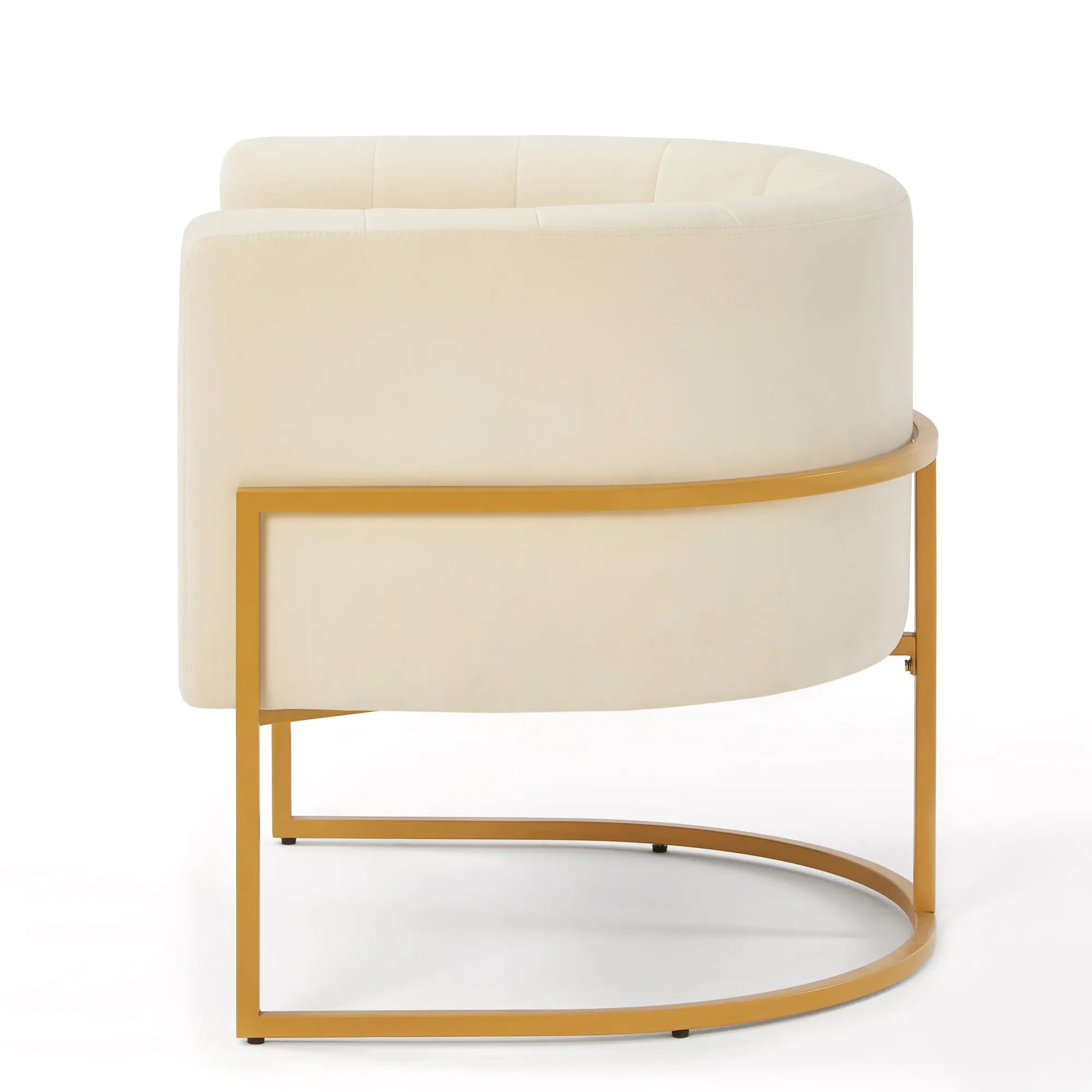 Upholstered Velvet Mid Century Modern Accent Chair with Curved Backrest