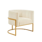 Upholstered Velvet Mid Century Modern Accent Chair with Curved Backrest