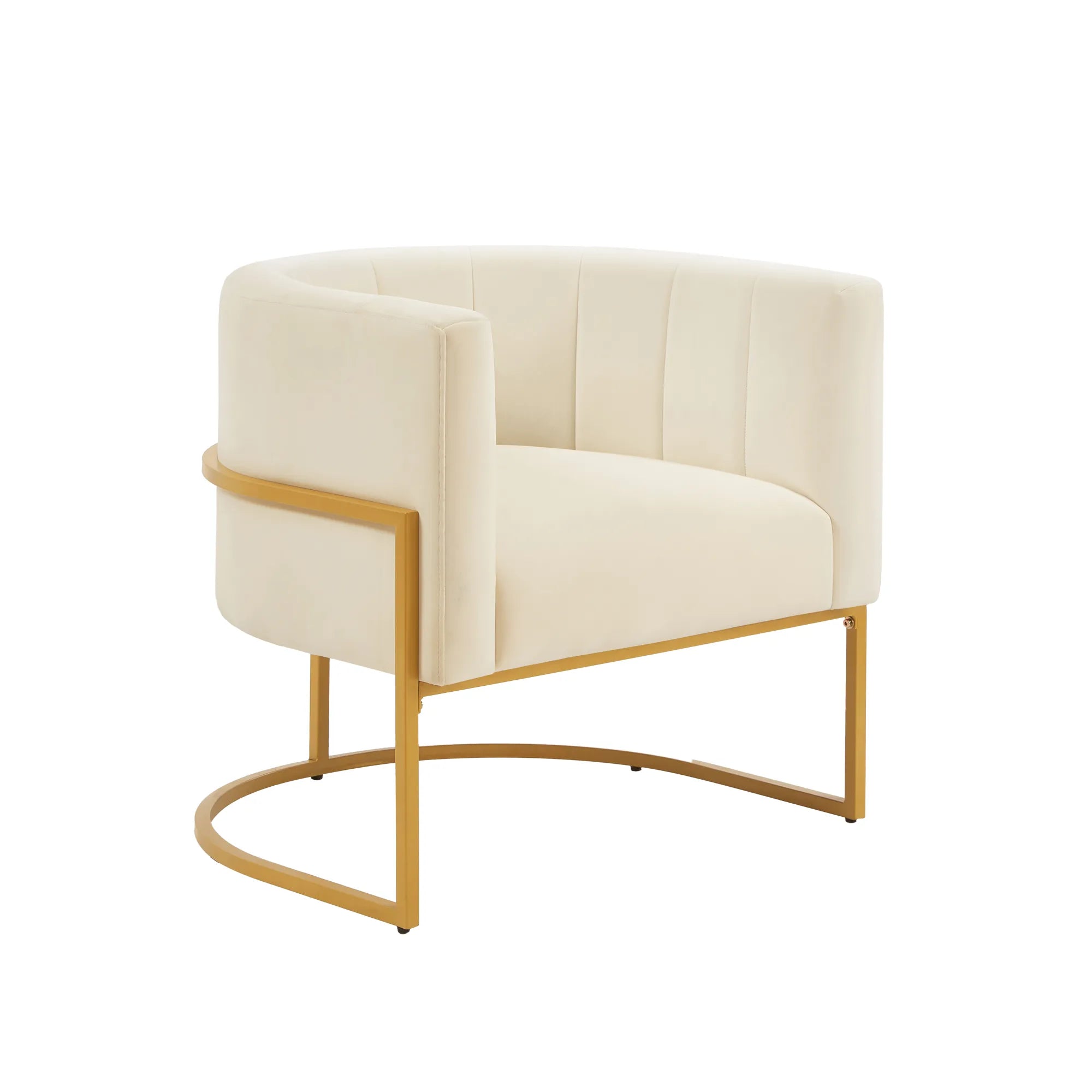 Upholstered Velvet Mid Century Modern Accent Chair with Curved Backrest