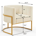 Upholstered Velvet Mid Century Modern Accent Chair with Curved Backrest