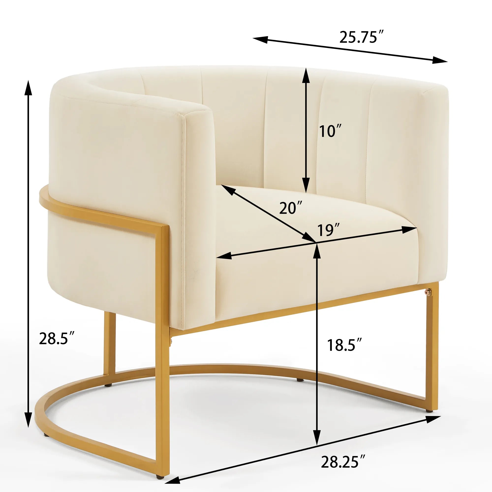 Upholstered Velvet Mid Century Modern Accent Chair with Curved Backrest
