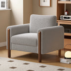 Upholstered Accent Chair with Curved Handrail & Walnut Legs