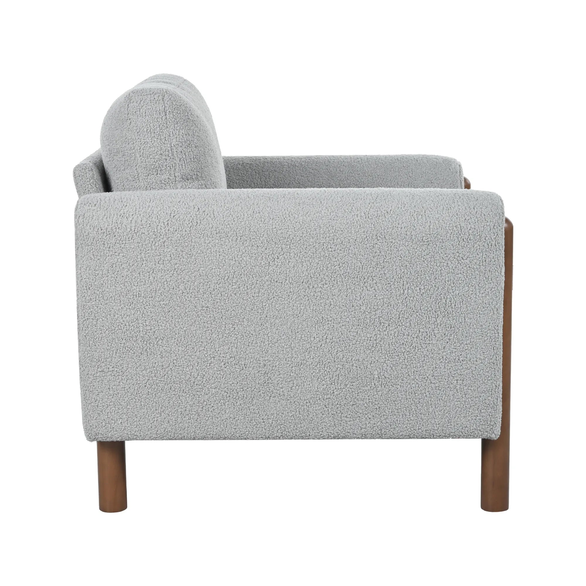Upholstered Accent Chair with Curved Handrail & Walnut Legs