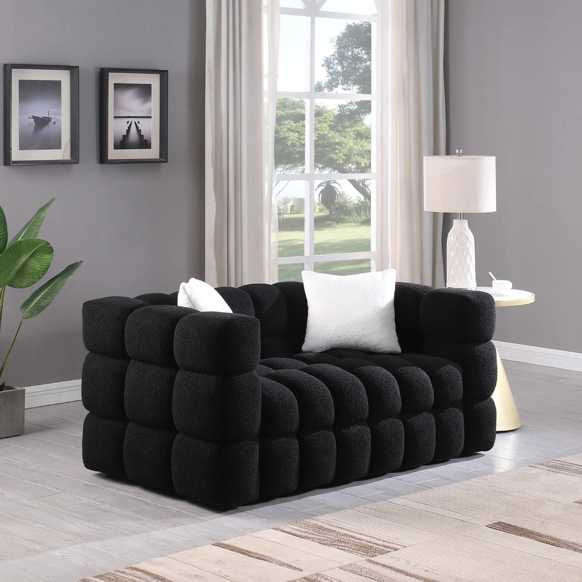 Upholstered Comfy Modern Marshmallow Boucle Sofa