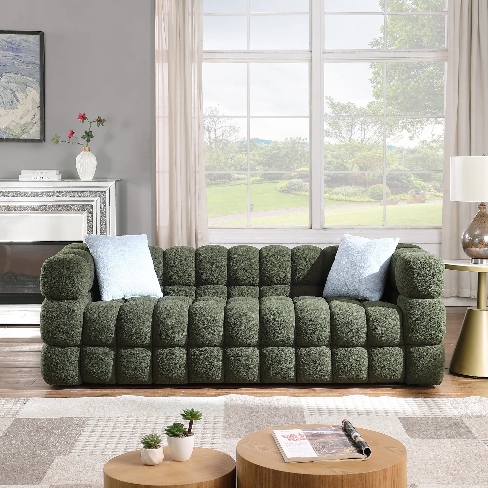 Upholstered Comfy Modern Marshmallow Boucle Sofa