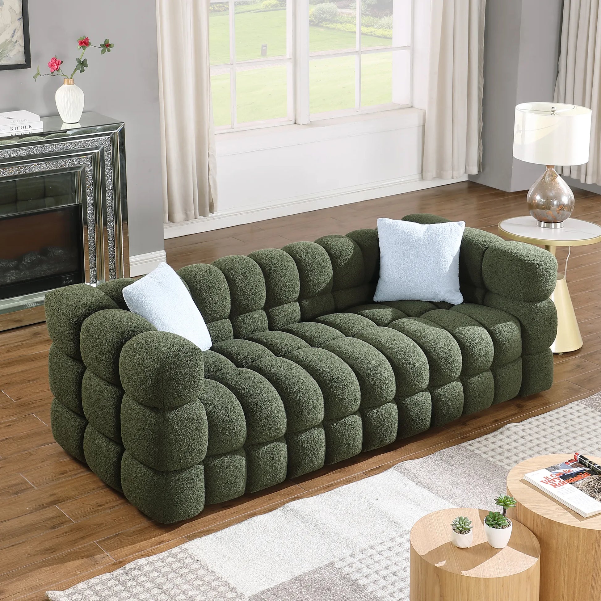 Upholstered Comfy Modern Marshmallow Boucle Sofa