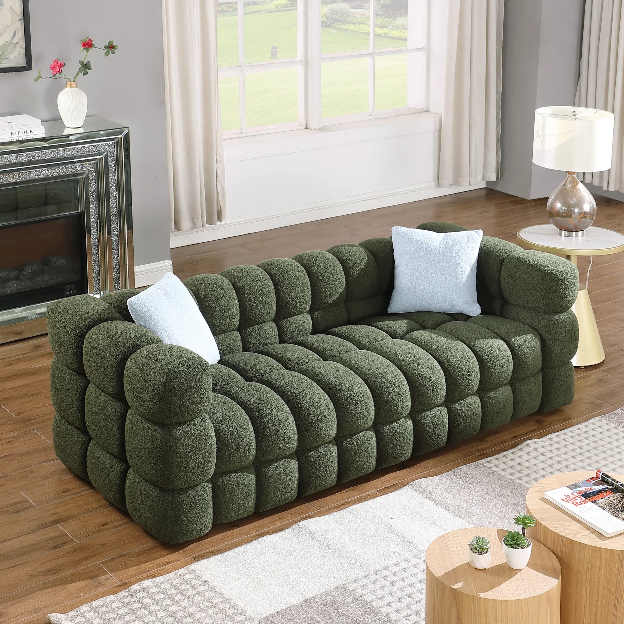 Upholstered Comfy Modern Marshmallow Boucle Sofa
