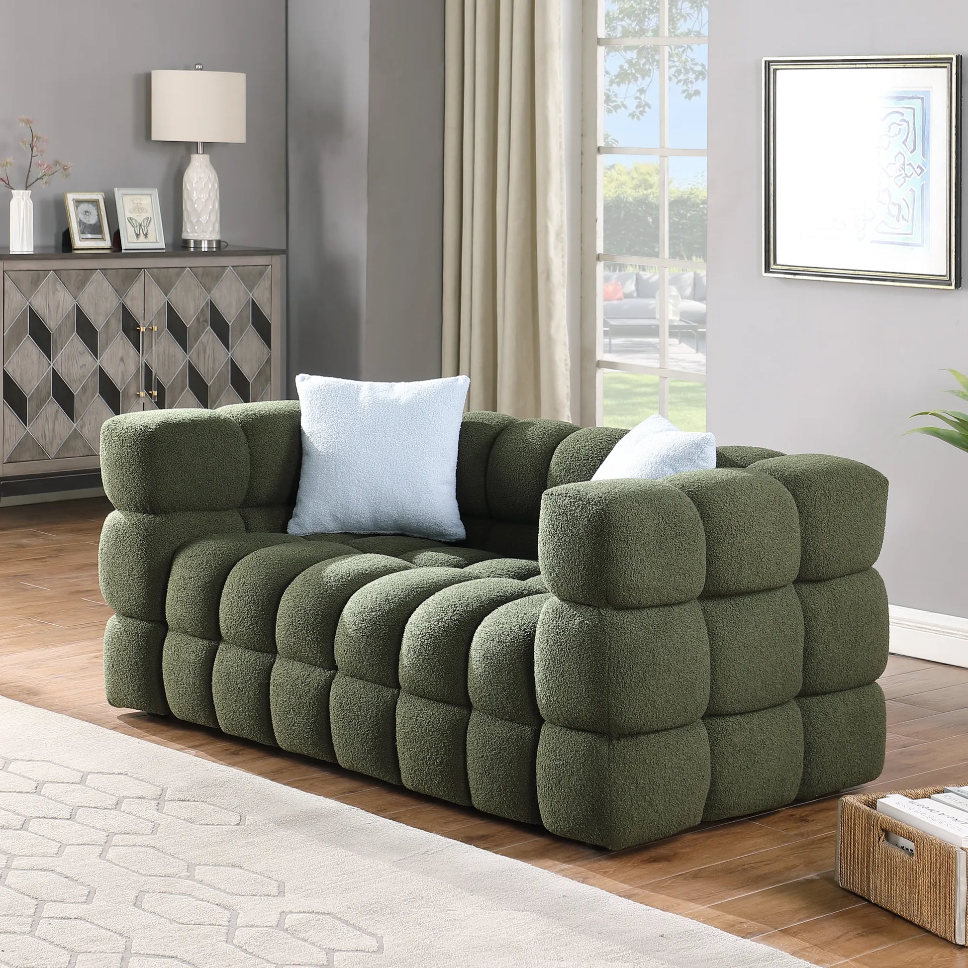 Upholstered Comfy Modern Marshmallow Boucle Sofa
