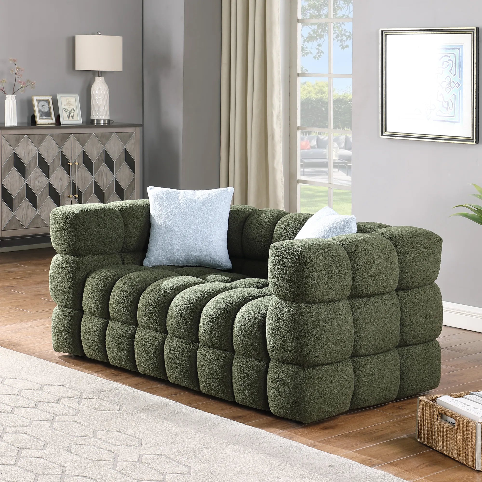 Upholstered Comfy Modern Marshmallow Boucle Sofa