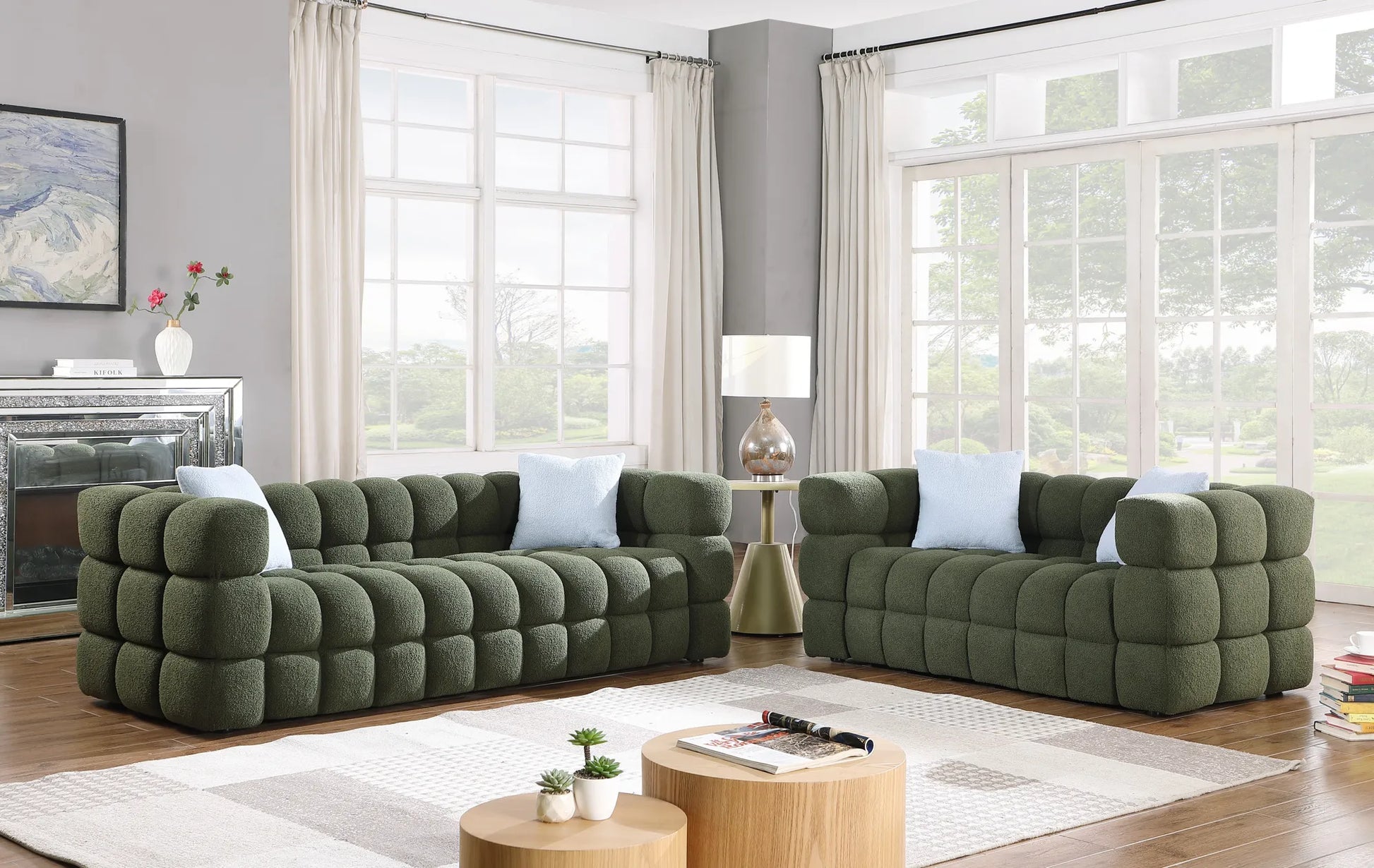 Upholstered Comfy Modern Marshmallow Boucle Sofa