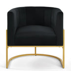 Upholstered Velvet Mid Century Modern Accent Chair with Curved Backrest