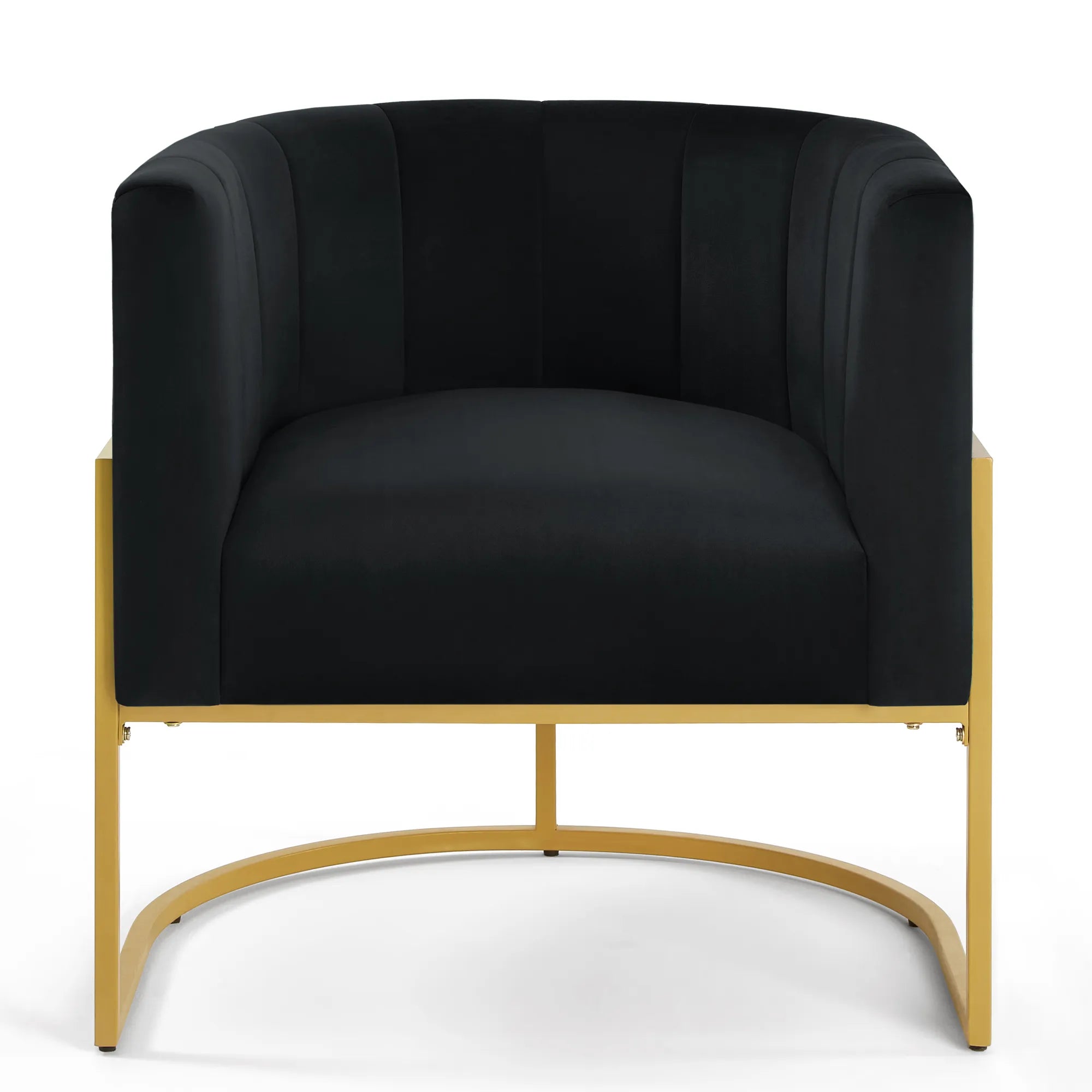 Upholstered Velvet Mid Century Modern Accent Chair with Curved Backrest