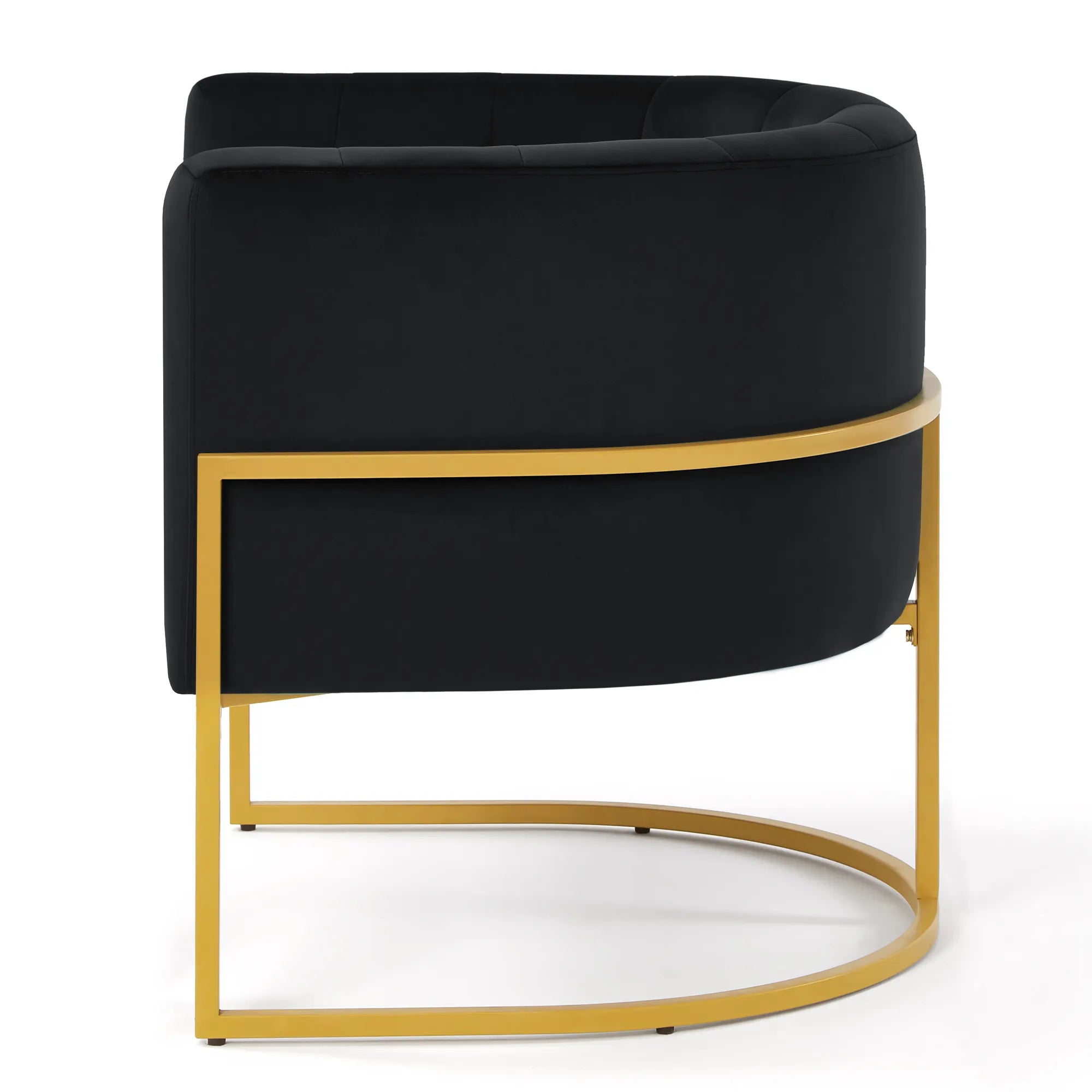 Upholstered Velvet Mid Century Modern Accent Chair with Curved Backrest