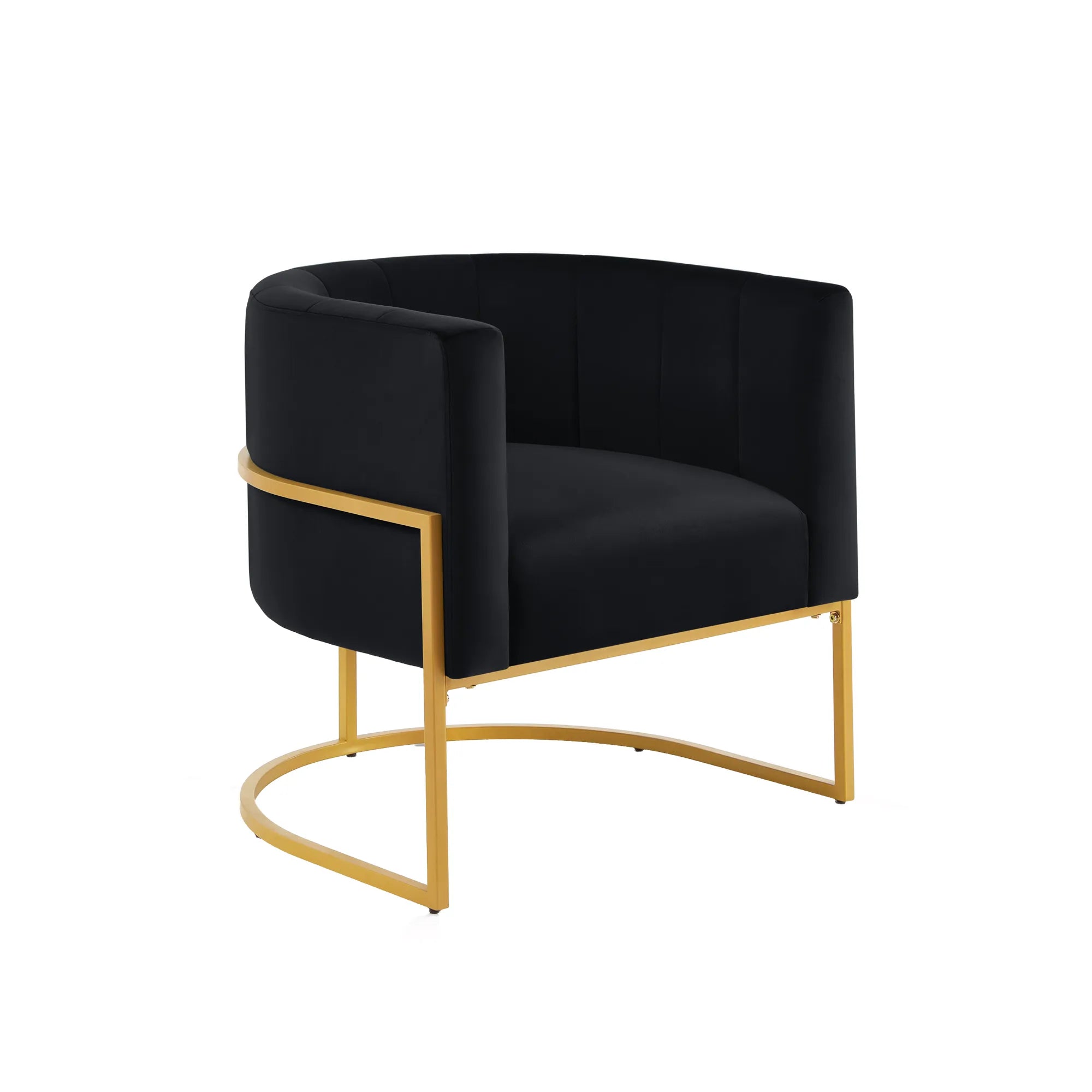 Upholstered Velvet Mid Century Modern Accent Chair with Curved Backrest