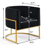 Upholstered Velvet Mid Century Modern Accent Chair with Curved Backrest