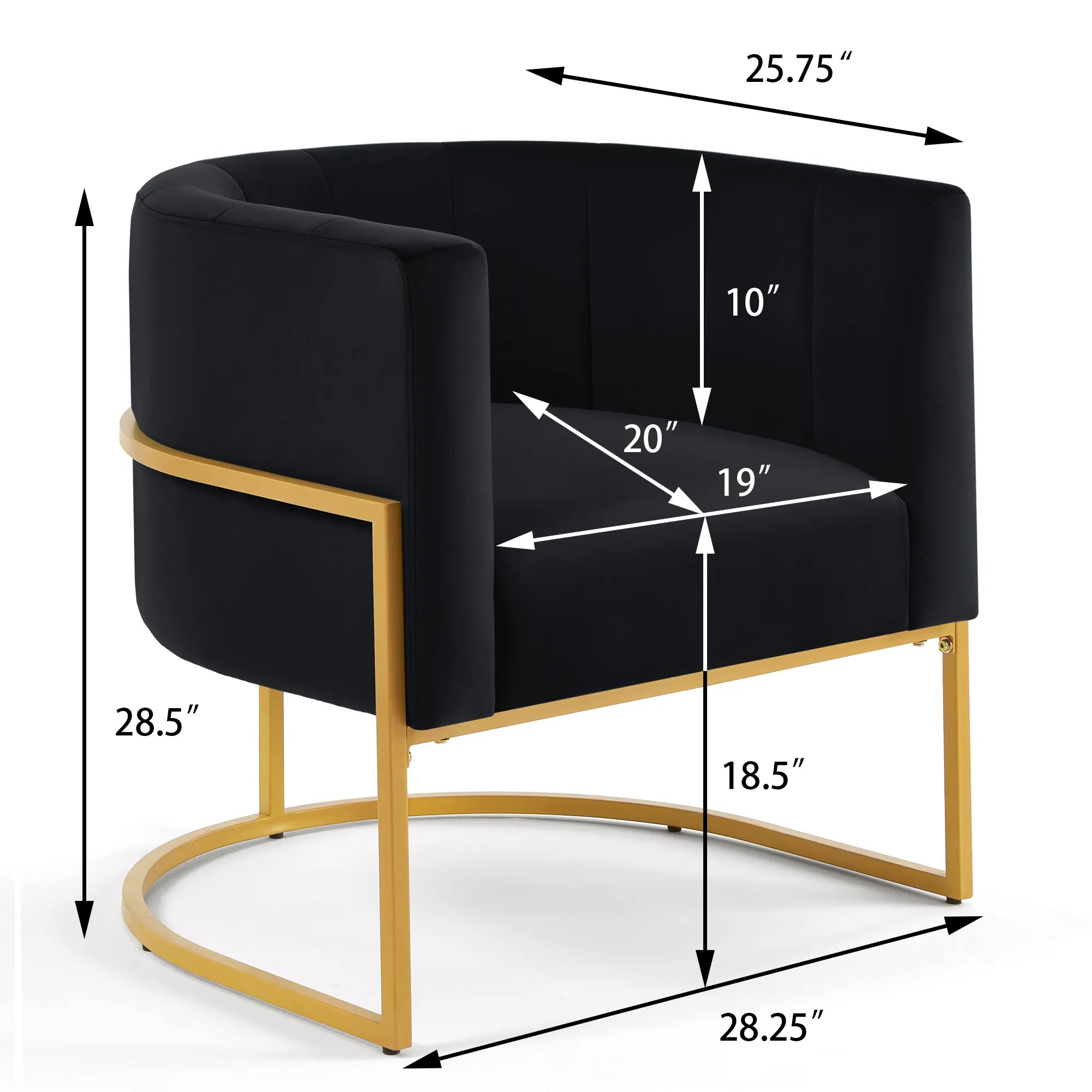 Upholstered Velvet Mid Century Modern Accent Chair with Curved Backrest