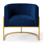Upholstered Velvet Mid Century Modern Accent Chair with Curved Backrest