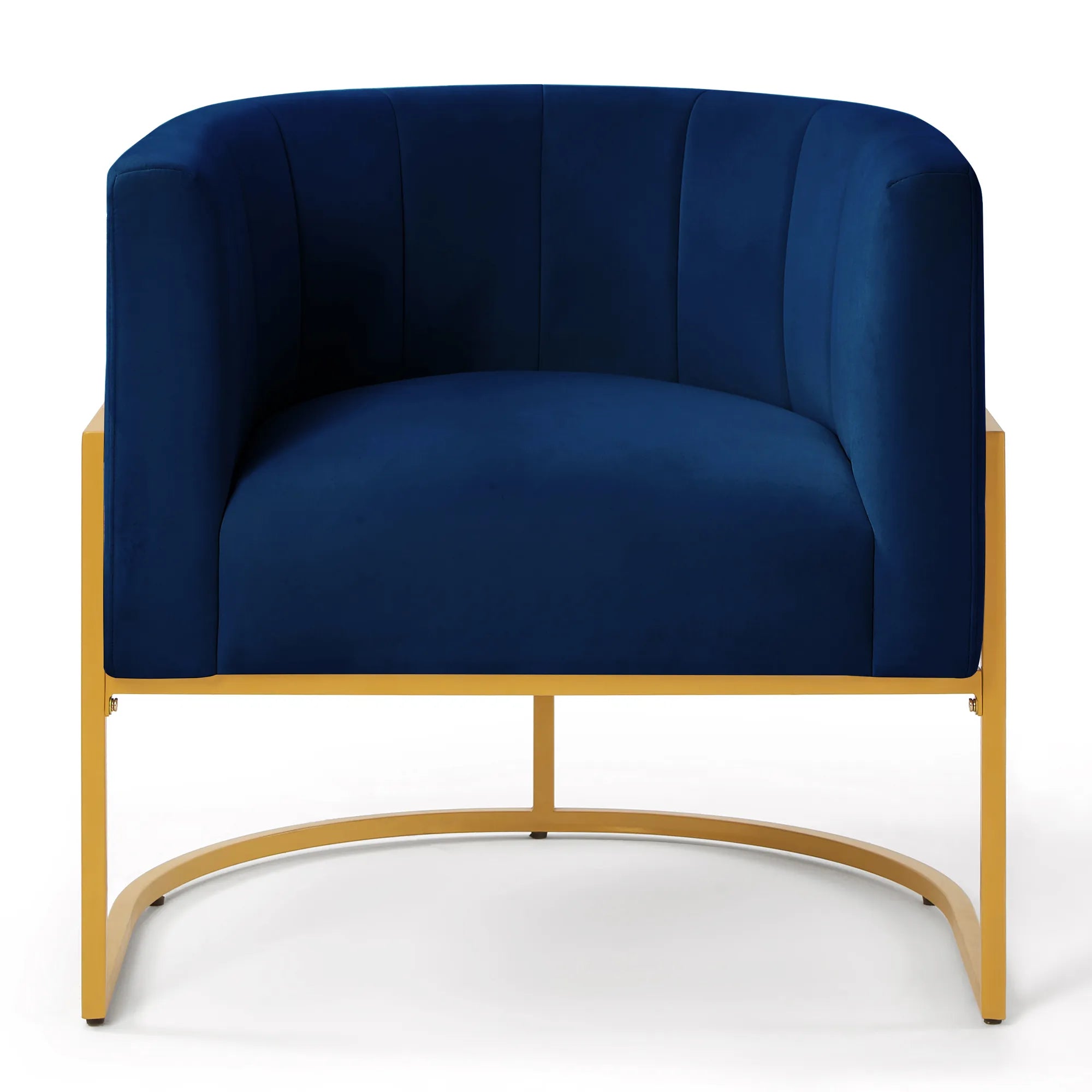 Upholstered Velvet Mid Century Modern Accent Chair with Curved Backrest