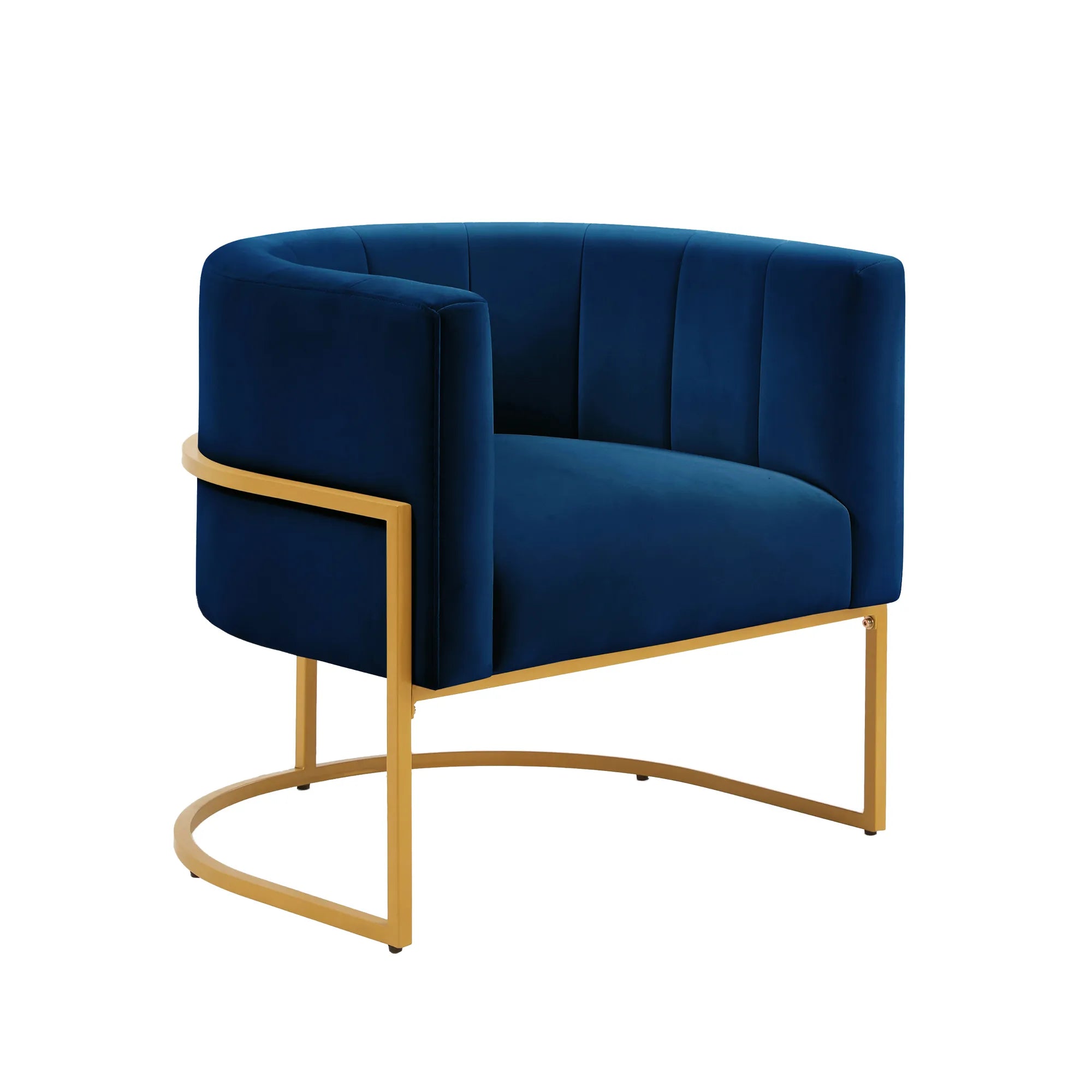 Upholstered Velvet Mid Century Modern Accent Chair with Curved Backrest