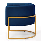 Upholstered Velvet Mid Century Modern Accent Chair with Curved Backrest