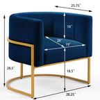 Upholstered Velvet Mid Century Modern Accent Chair with Curved Backrest