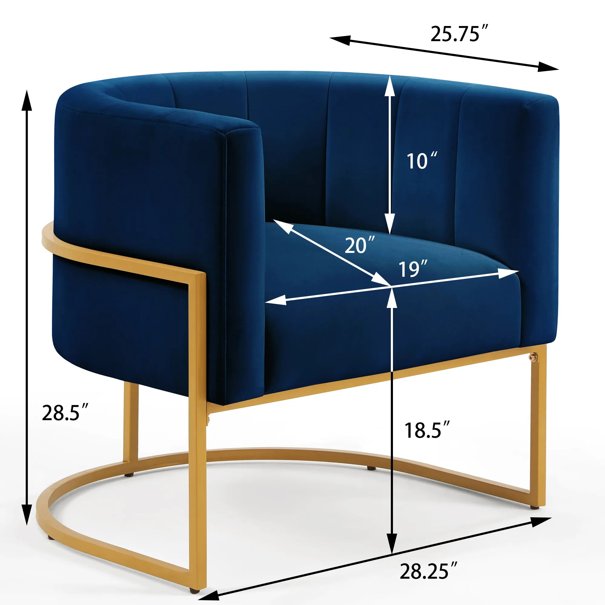 Upholstered Velvet Mid Century Modern Accent Chair with Curved Backrest
