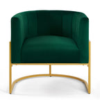 Upholstered Velvet Mid Century Modern Accent Chair with Curved Backrest