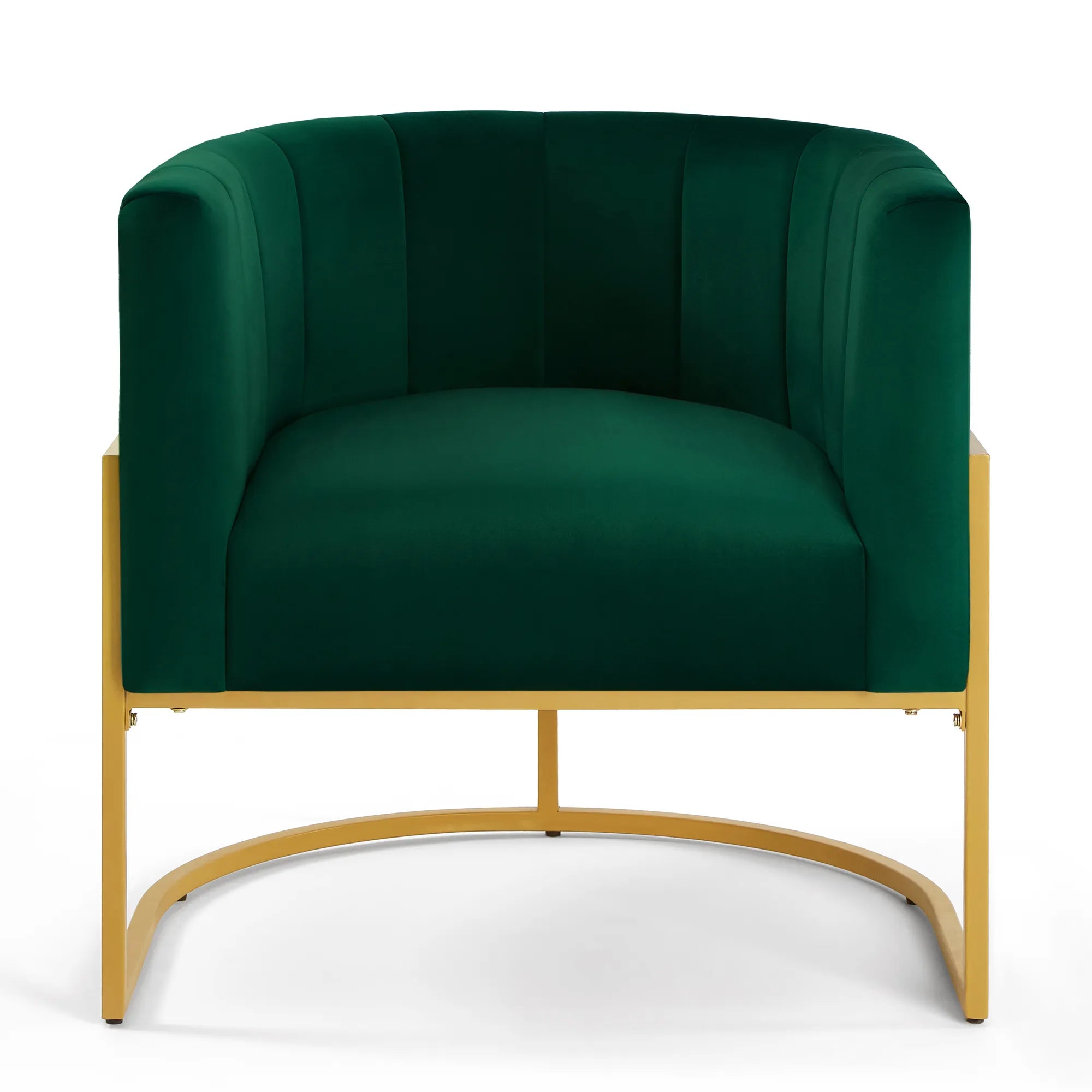 Upholstered Velvet Mid Century Modern Accent Chair with Curved Backrest