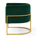 Upholstered Velvet Mid Century Modern Accent Chair with Curved Backrest