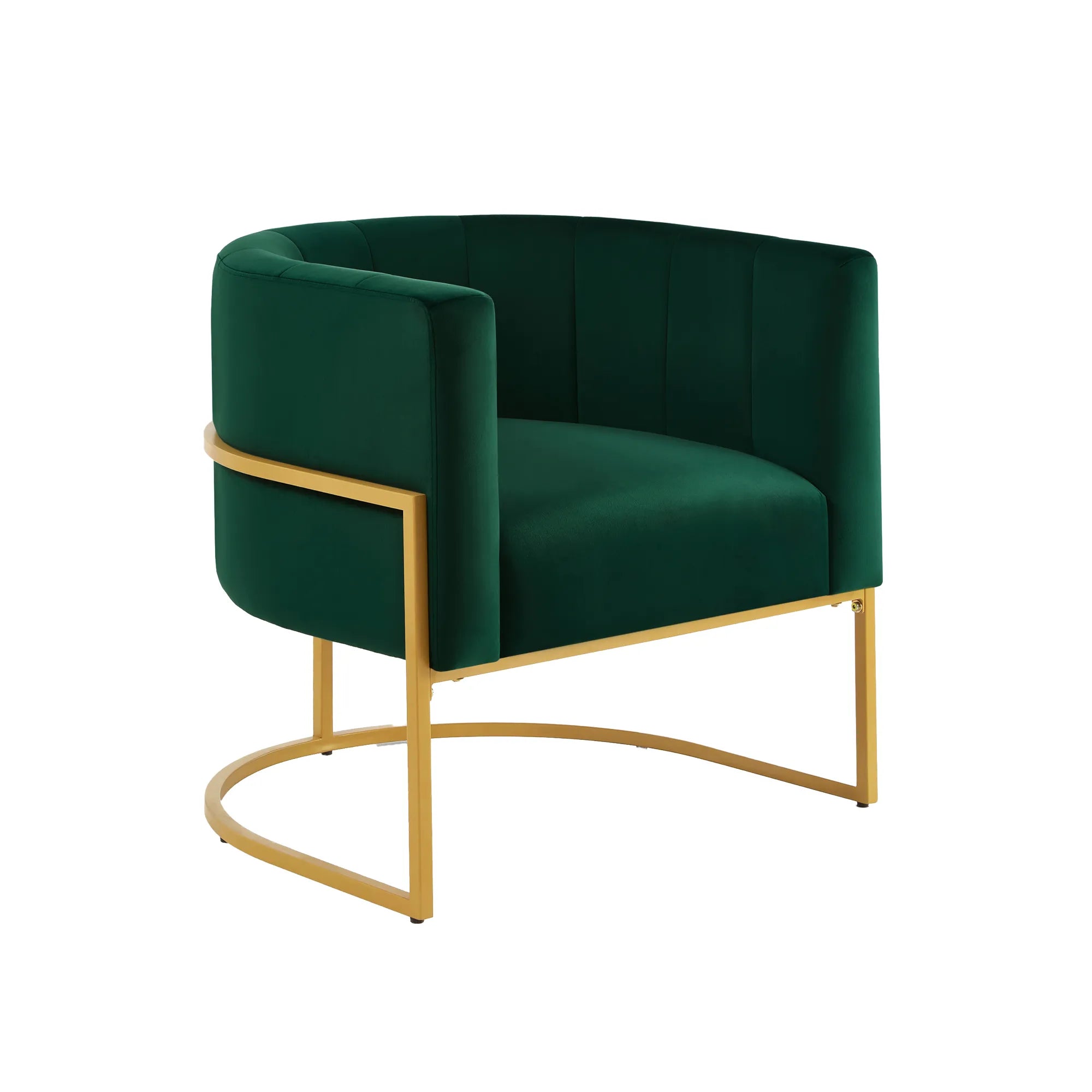 Upholstered Velvet Mid Century Modern Accent Chair with Curved Backrest