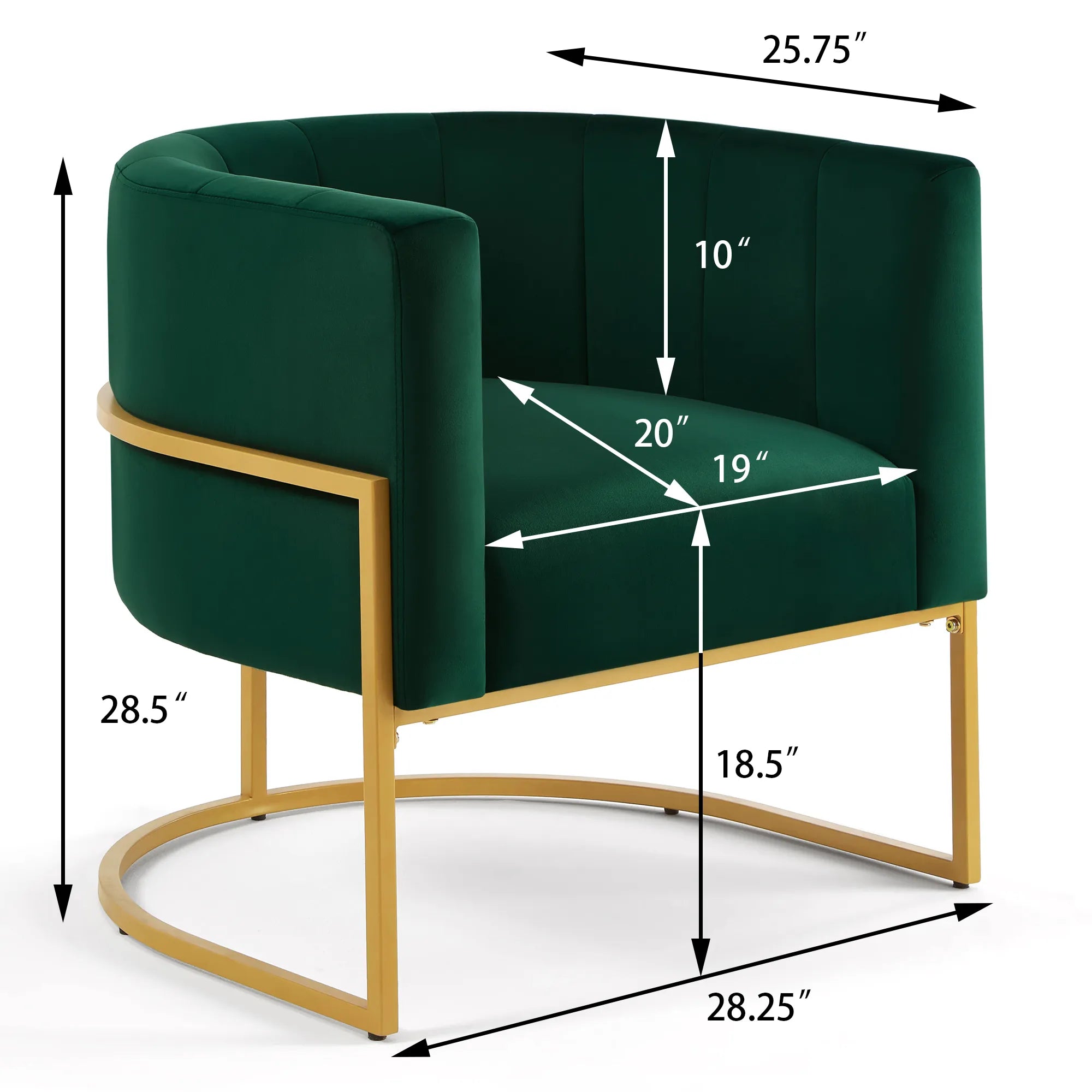 Upholstered Velvet Mid Century Modern Accent Chair with Curved Backrest