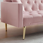 Velvet Cream Futon Convertible Folding Sleeper Sofa Bed