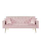 Velvet Cream Futon Convertible Folding Sleeper Sofa Bed