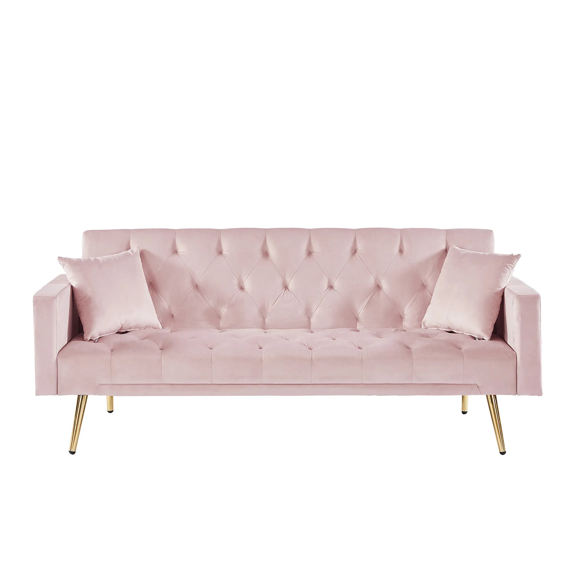 Velvet Cream Futon Convertible Folding Sleeper Sofa Bed