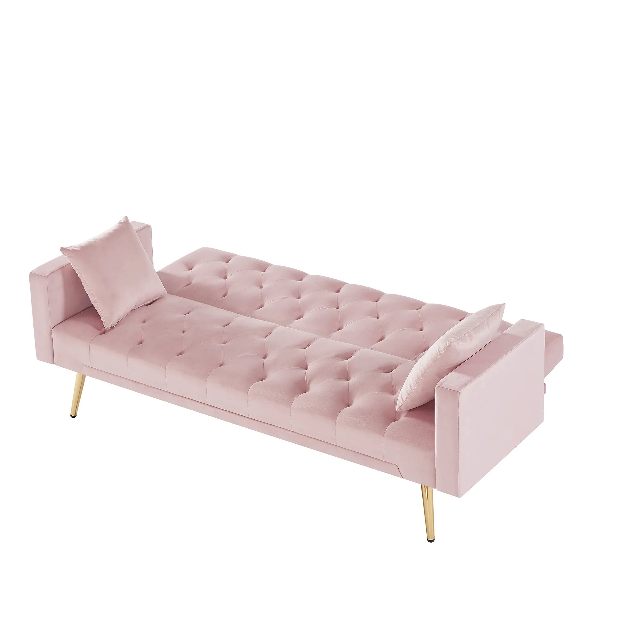 Velvet Cream Futon Convertible Folding Sleeper Sofa Bed