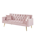 Velvet Cream Futon Convertible Folding Sleeper Sofa Bed