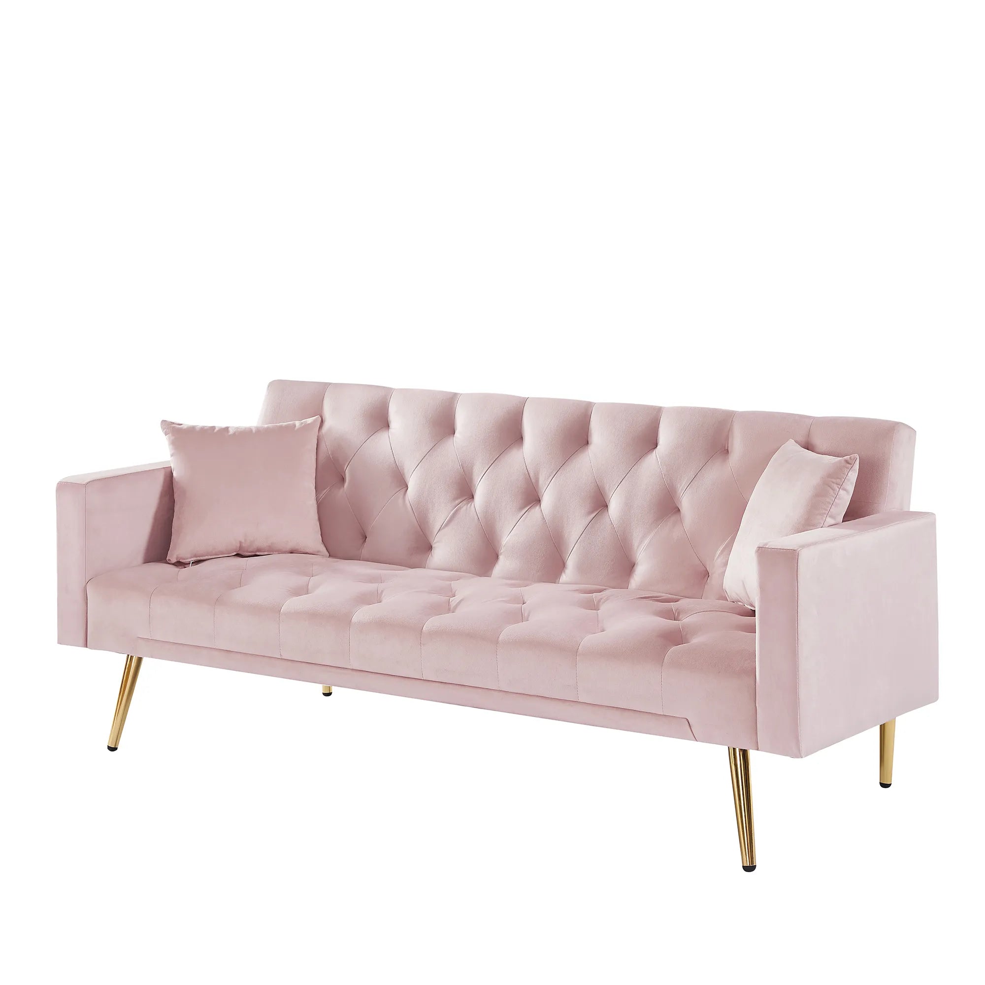 Velvet Cream Futon Convertible Folding Sleeper Sofa Bed