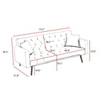 Velvet Cream Futon Convertible Folding Sleeper Sofa Bed