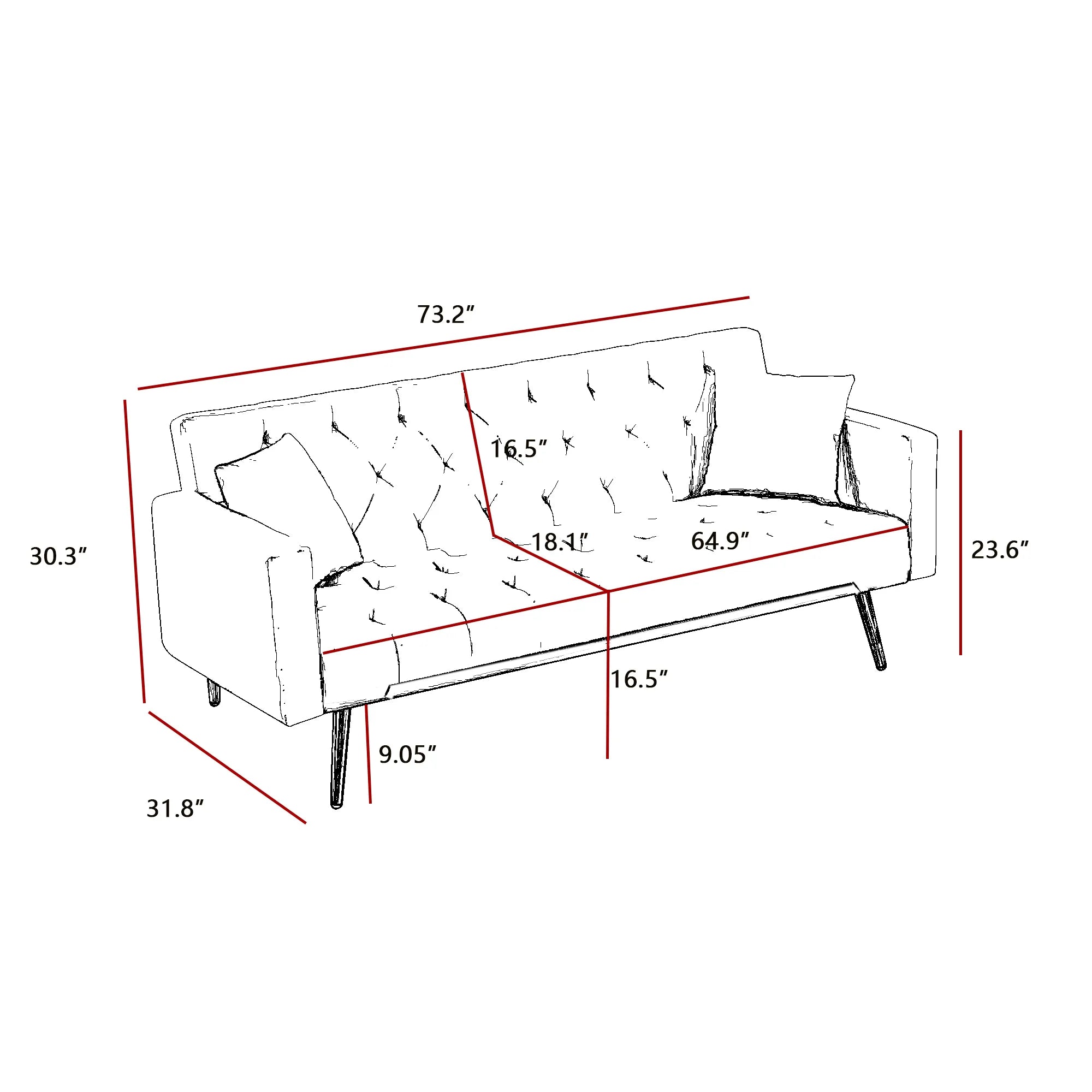 Velvet Cream Futon Convertible Folding Sleeper Sofa Bed