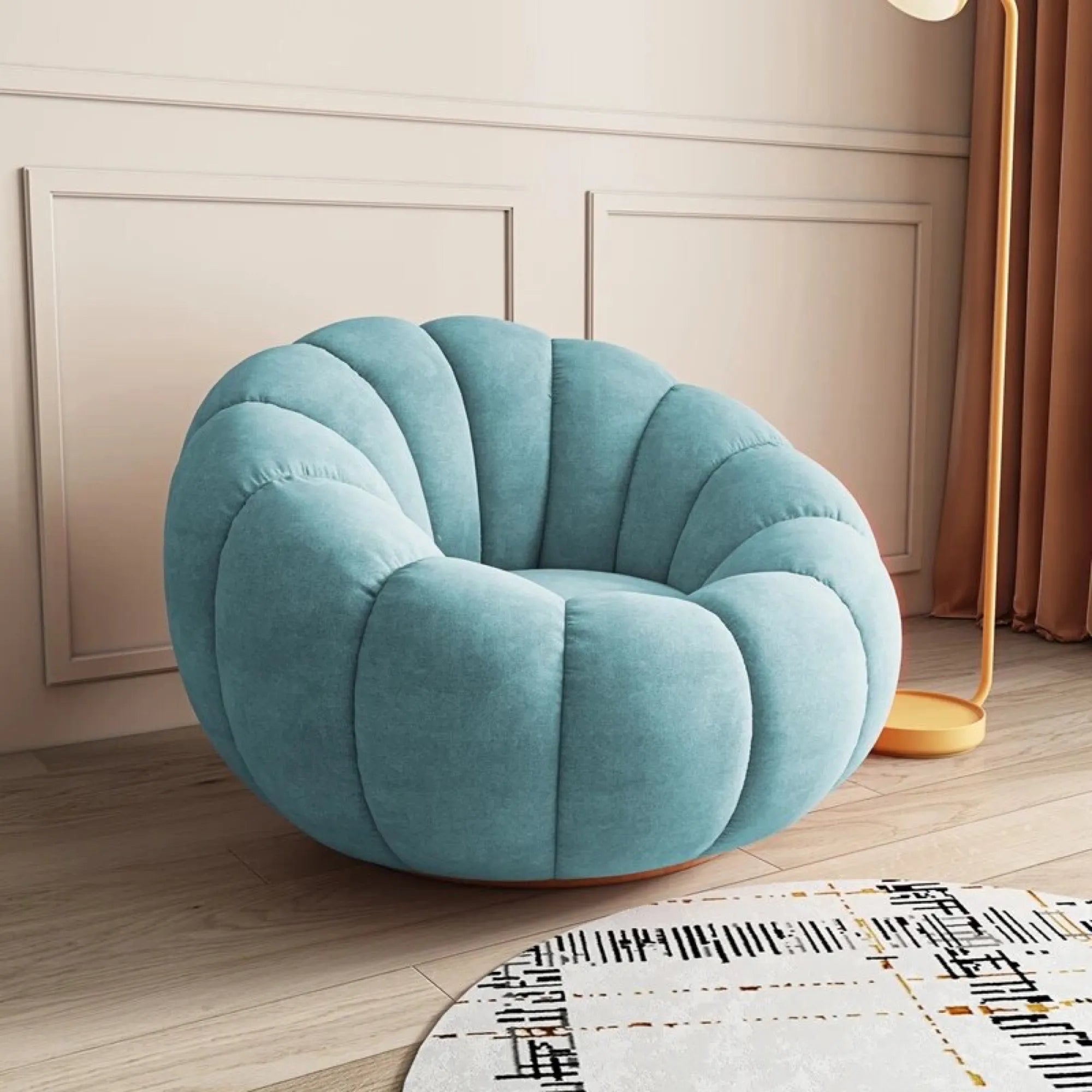 Velvet Pumpkin Lazy Sofa Accent Chair