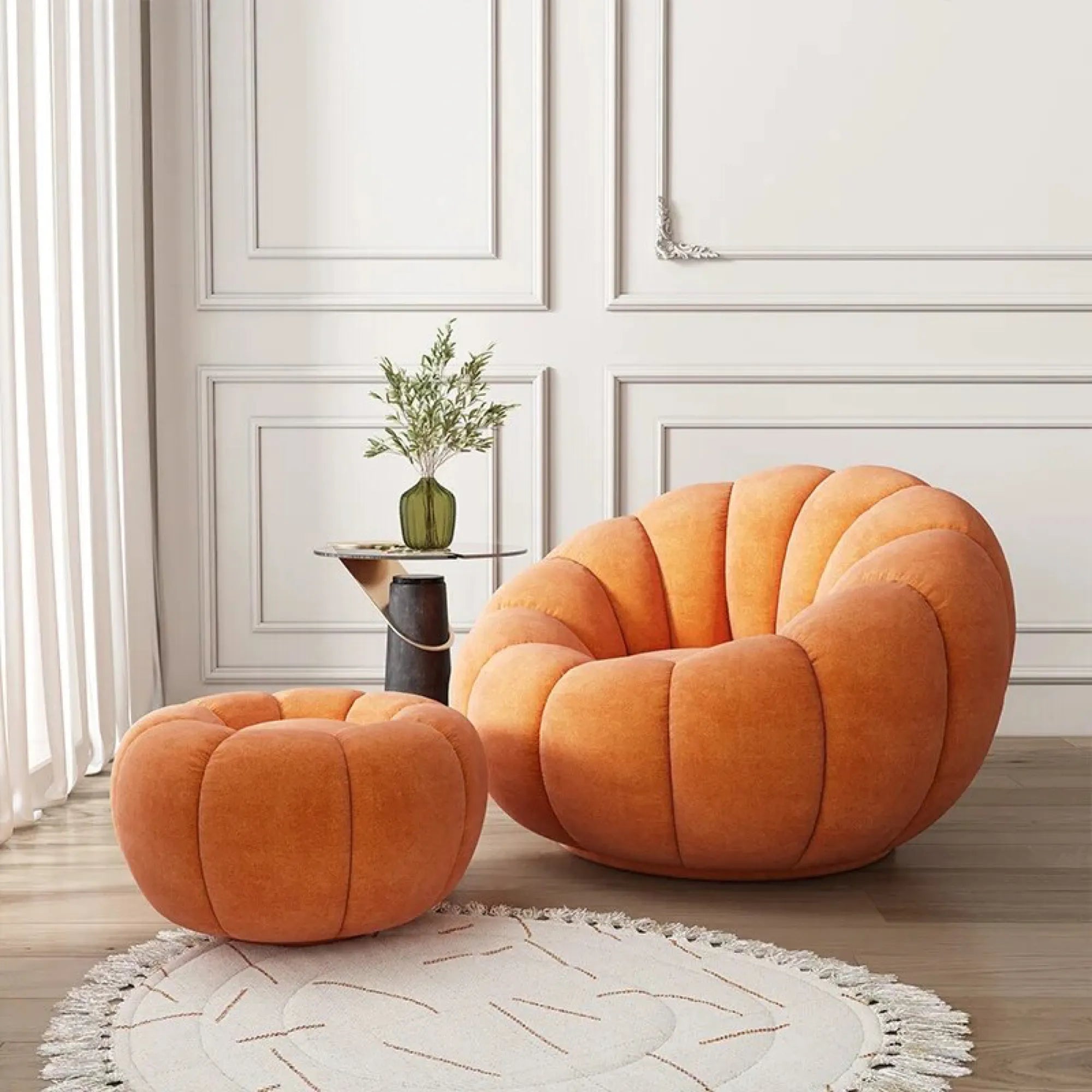 Velvet Pumpkin Lazy Sofa Accent Chair