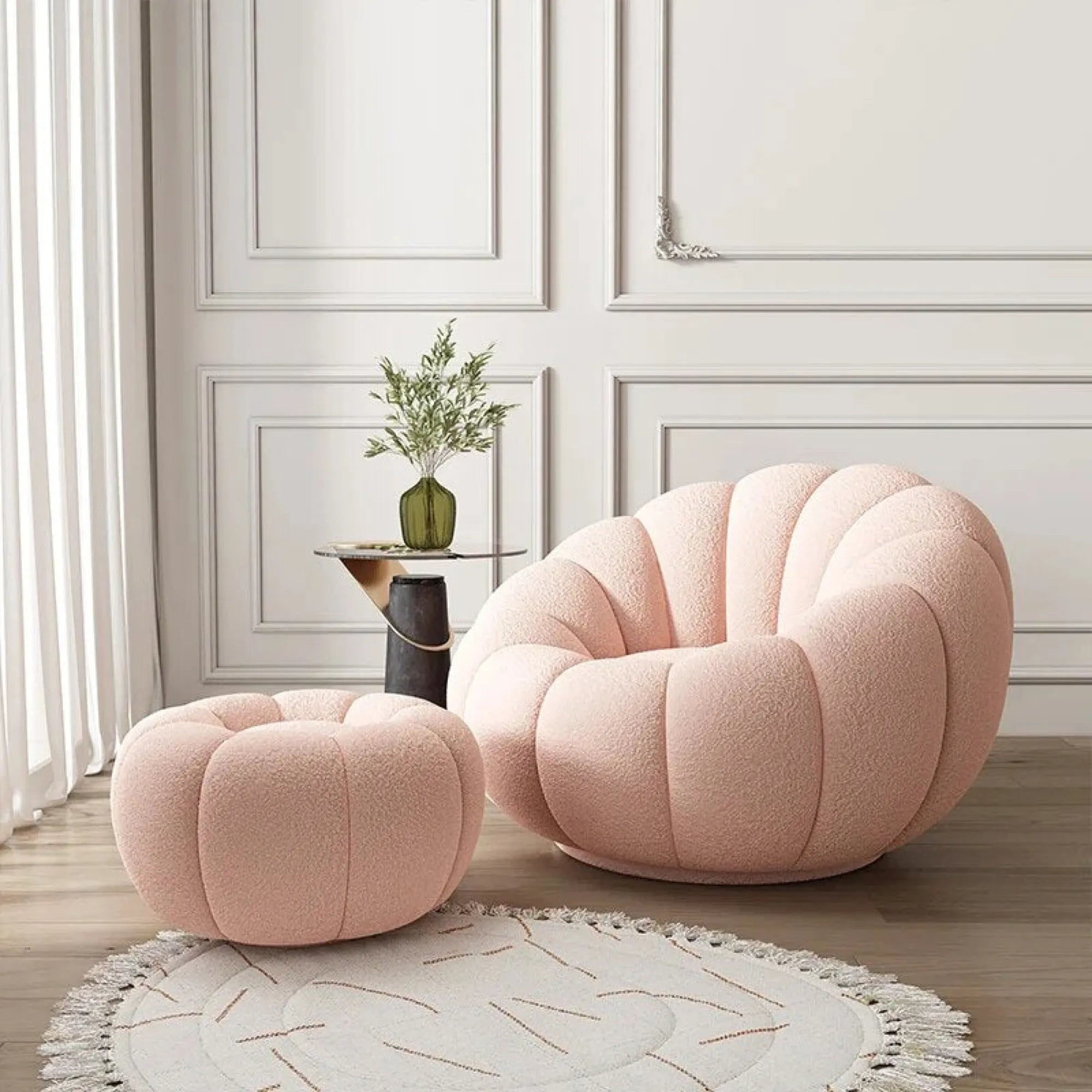Velvet Pumpkin Lazy Sofa Accent Chair