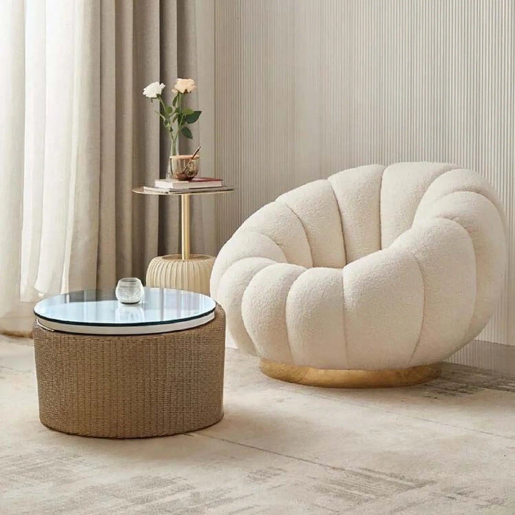 Velvet Pumpkin Lazy Sofa Accent Chair