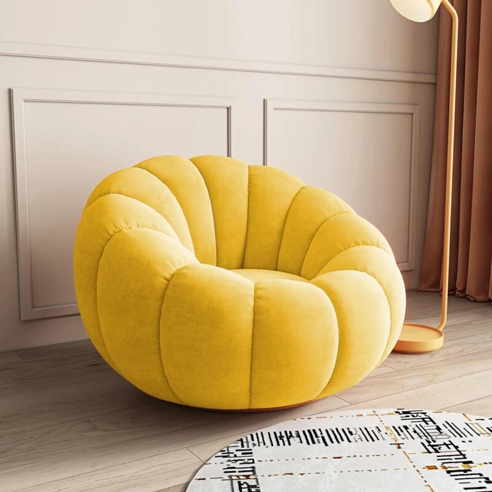 Velvet Pumpkin Lazy Sofa Accent Chair