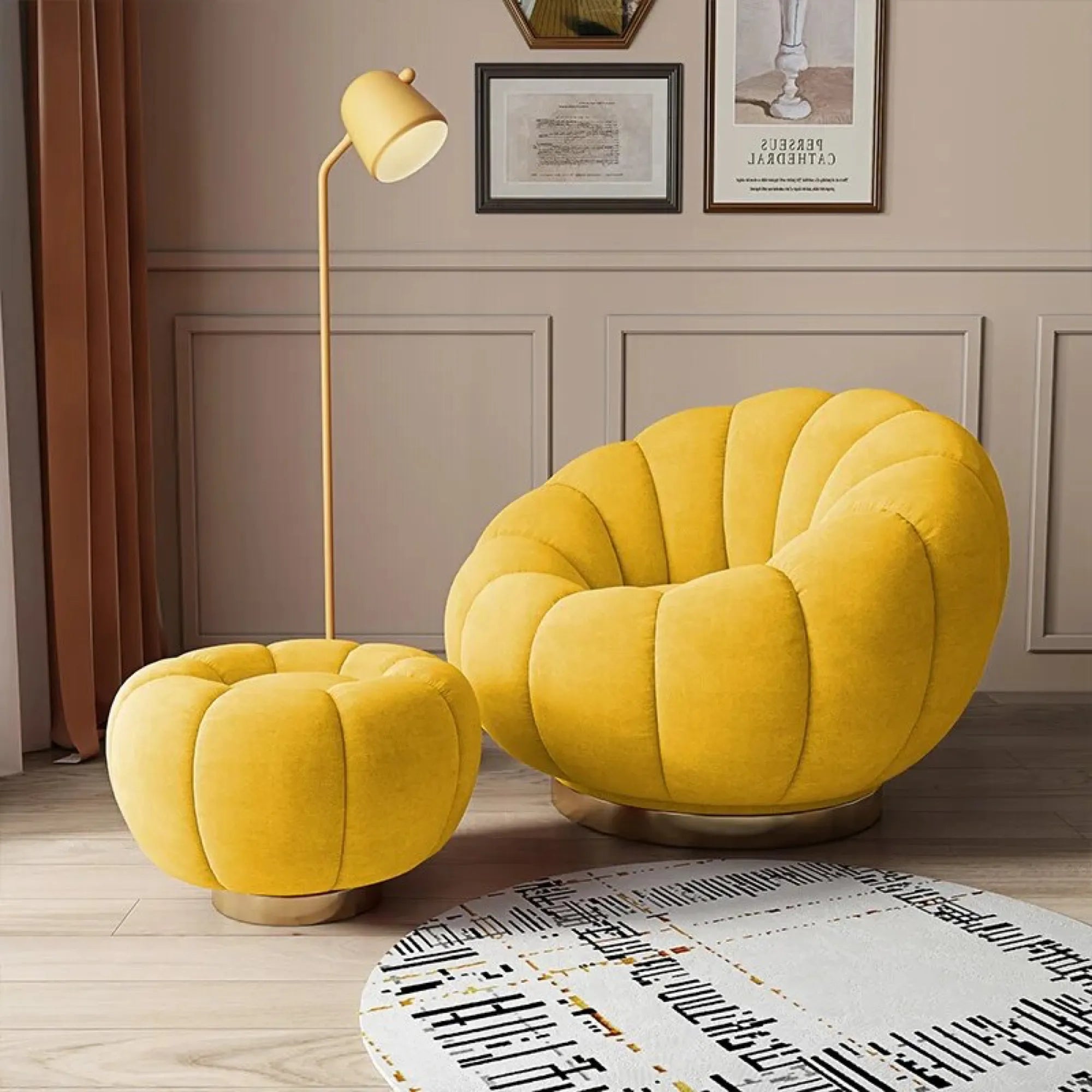 Velvet Pumpkin Lazy Sofa Accent Chair