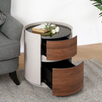 Modern Round Side Table with Double Storage