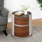 Modern Round Side Table with Double Storage