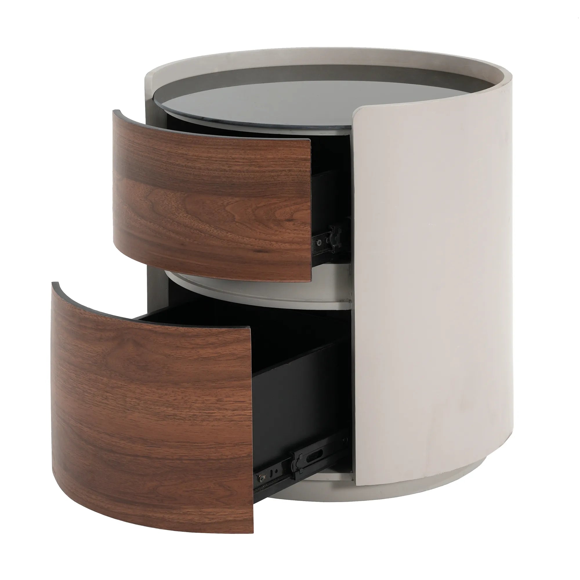 Modern Round Side Table with Double Storage