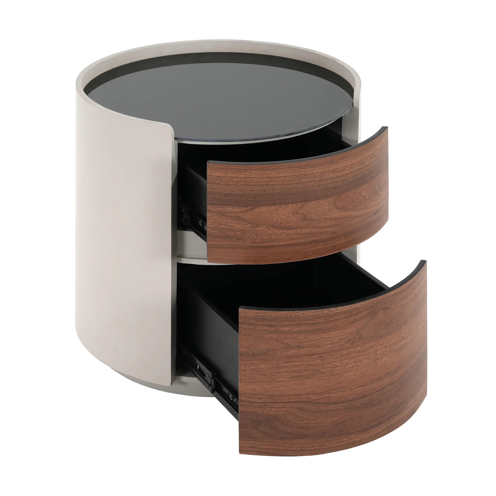 Modern Round Side Table with Double Storage