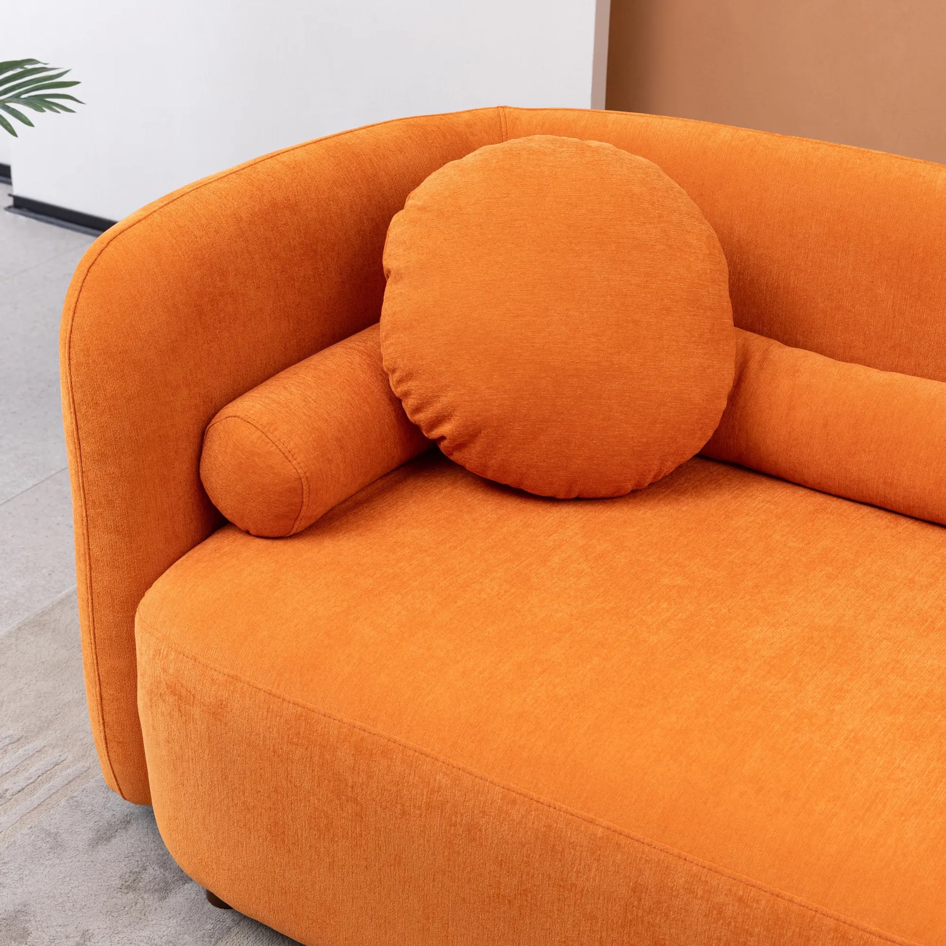 Modern Minimalist Sofa With Teddy Fabric
